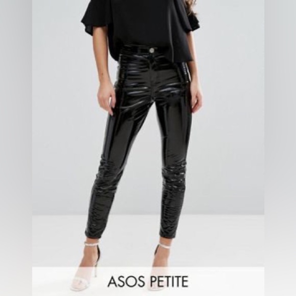 Faux Latex/ Vinyl Look High Waist Pants